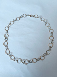 Vintage Italian Sterling Silver Necklace f. Modernist Hoop Chain