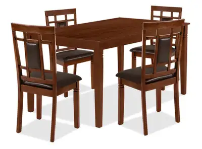 5pc Dining Set with Table & 4 Chairs, 60”W Brown, View more
