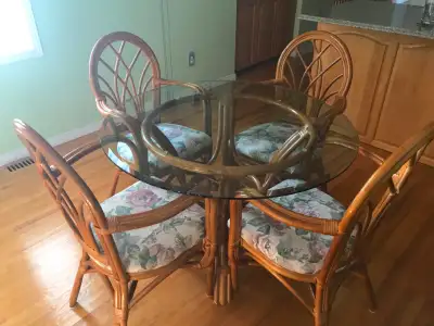 Rattan table and chairs, View more