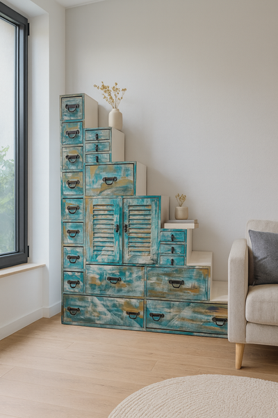 Meuble de rangement escalier en bois d'acacia, View more