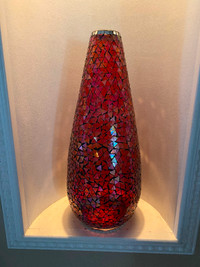 Beautiful Red Glass Mosaic Tall Vase
