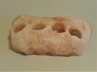 LARGE HIMALAYAN  NATURAL SALT  ROCK CRYSTAL CANDLE HOLDER, View more