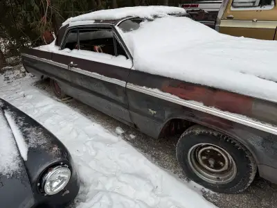 1964 ss 4speed impala car is all original needs full floor pan and trunk pan no motor no transmissio...