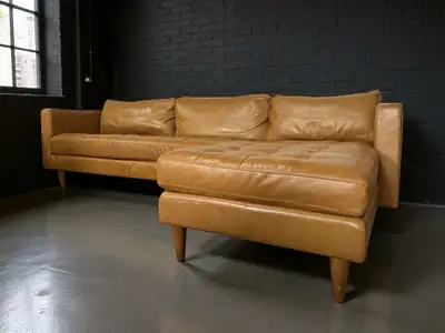 Modern Top Grain Leather Sectional , View more