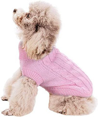 NEW Large Pink Knitted Turtle Neck Pet Dog Warm Winter Sweater