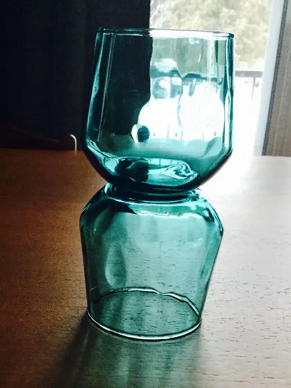 2 Vintage Small Retro Mid-Century Turquoise Glasses 50's62863268629250124