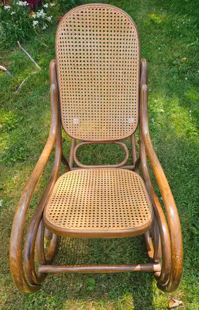 Rocking chair. Authentic 1960s Thonet Bentwood & Cane Rocker, View more