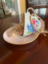 Bone China Teacup bird feeder $10