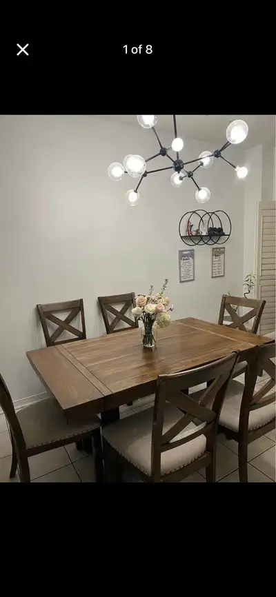 Ashley Dining table with extension and 6 chairs, View more
