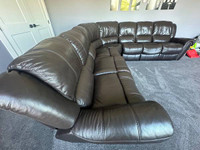Leather Sectional Recliner Sofa With A Secret Drawer