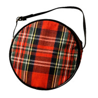 Mignon petit sac rond, motif écossais tartan rouge