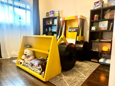 Custom Made Wheel Loader Bed - Waterproof Crib Mattress Included, View more