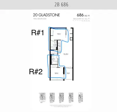 private bedroom with bathR 2b2b condo downtown toronto Queen We