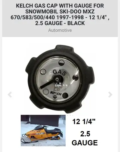 KELCH GAS CAP WITH GAUGE FOR SNOWMOBIL SKI-DOO MXZ 670/583/500/440 1997-1998 - 12 1/4" , 2.5 GAUGE -...