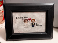 "I love you. I know." - Star Wars Embroidered Art