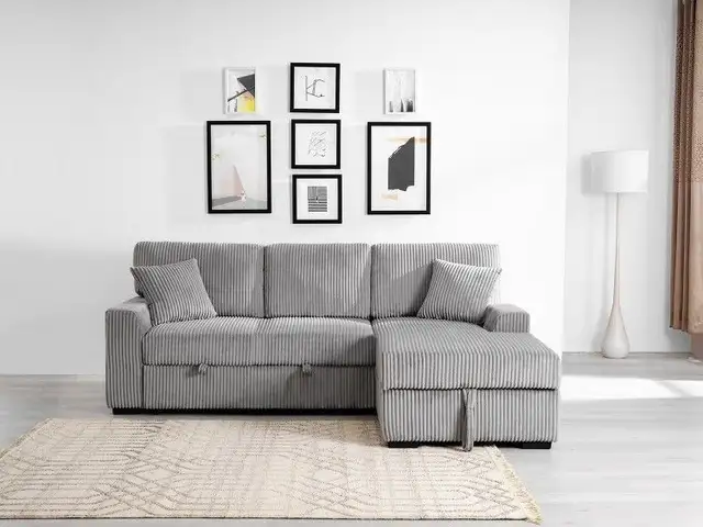 Hand Made Corduroy Sectional Sofa Available + Unlimited Storage  in Couches & Futons in Kingston - Image 2