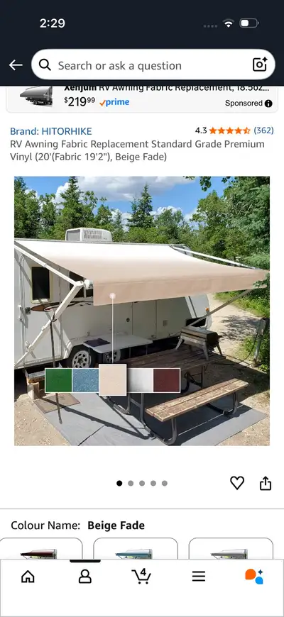 I'm selling a brand new HITORHIKE RV Awning Fabric Replacement, standard grade premium vinyl, sized...