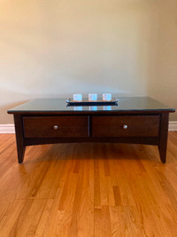 Wood coffee table with drawers