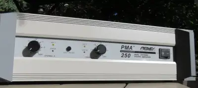 Rated 125 Watts per channel @ 4 ohms. Good for home studio use as it has no fan.