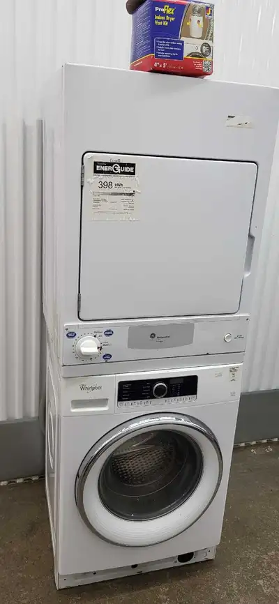 Whirlpool frontload washer & GE spacemaker dryer, View more