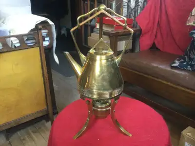 Dutch Jugendstil Brass Kettle Assembly, c. 1905, View more