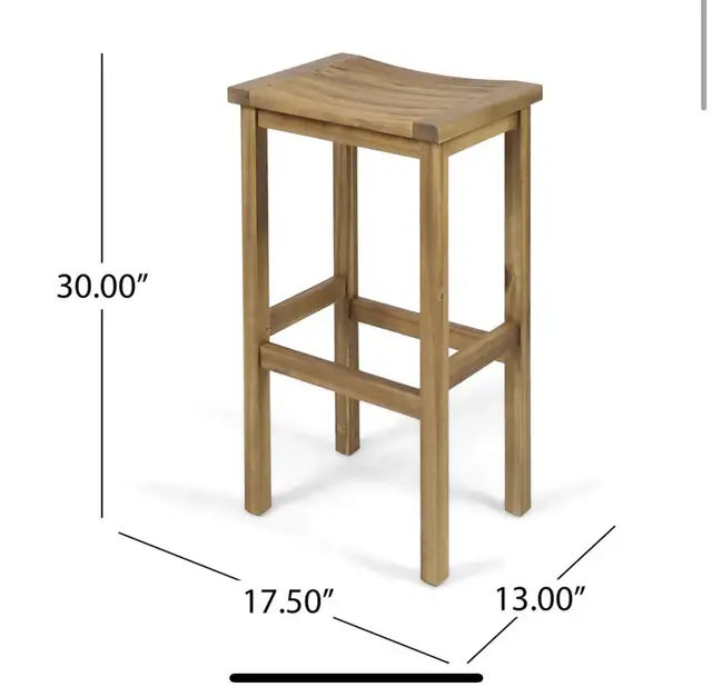 NEW – Set of 2 Acacia Wood Saddle Barstools – 30”  in Other in Oshawa / Durham Region - Image 4