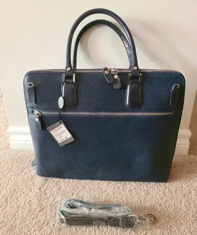 BNWT - The Trend - Women's Real Leather Navy Handbag Briefcase, View more