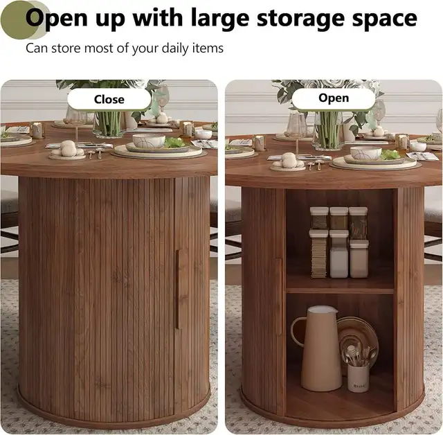 Walnut 47" Round Dining Table for 4, Kitchen Table Dinner Table in Dining Tables & Sets in Markham / York Region - Image 6