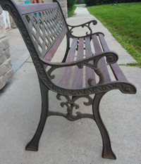 Refinished cast iron  and wooden bench 