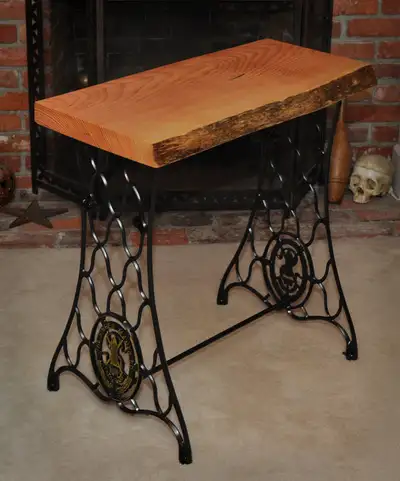 Live-edge Hall Table by Functional Art. This small hall table/writing desk combines the modern look...