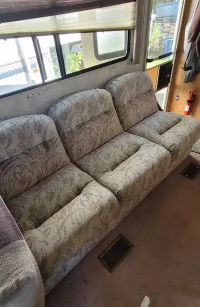 This jack knife couch is 68 inches x 33 inches. Complete with frame.