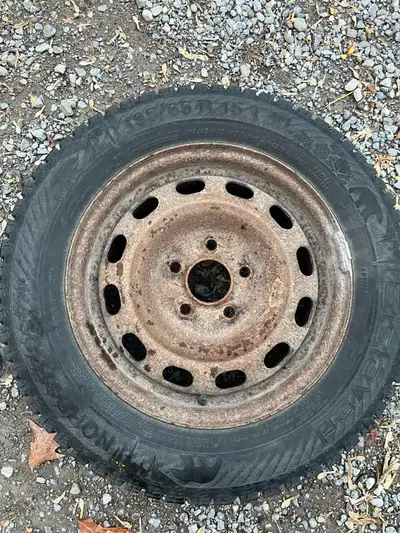 Set of 4 winter tires on rims 4x4.5 bolt pattern (4x114.3) Tires used for 1-2 seasons, rims older 15...