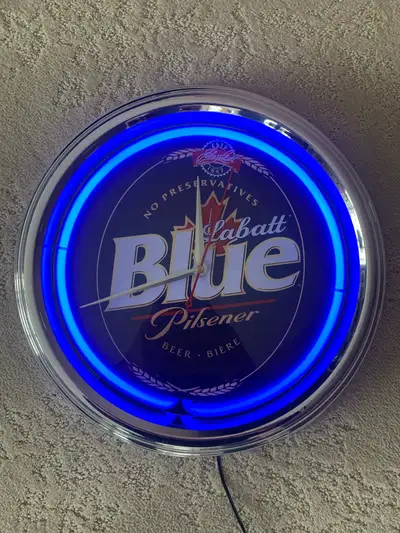 Labatt Blue Pilsener Man cave Neon Clock Light, View more