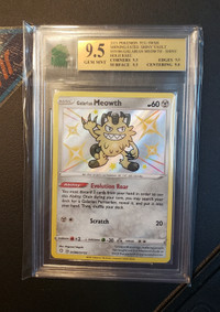 MNT 9.5 GEM 2021 POKEMON SWSH GALARIAN MEOWTH SHINY HOLO RARE