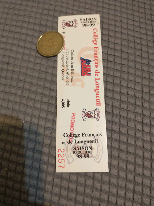 1998-1999 College Francais de Longueuil unused game ticket in Arts & Collectibles in City of Toronto - Image 4