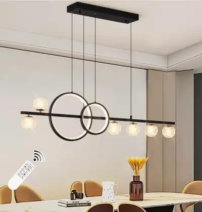 Modern Black Gold Chandeliers for Dining Room, 47in Dimmable LED, View more