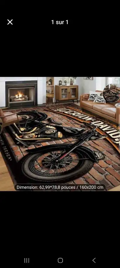 Ce tapis Harley-Davidson neuf mesure 160x200 cm (62,99x78,8 pouces) et apportera une touche de carac...