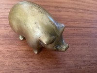 Solid Brass Mini Pig Hog Swine Figurine.  Farm Animal