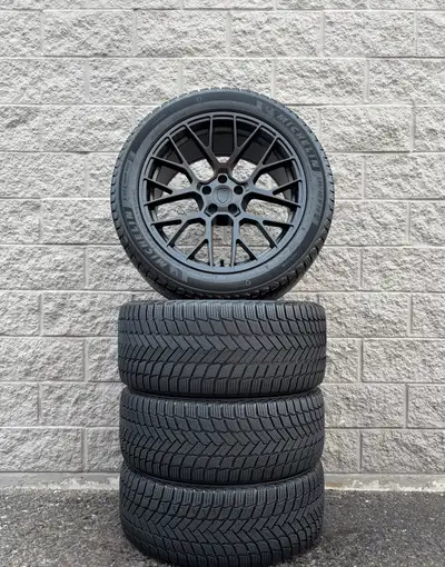 Winter Michelin X-Ice Snow SUV Staggered 20” Tires And Replica Porsche (RS Spyder) Matte Black 20 In...