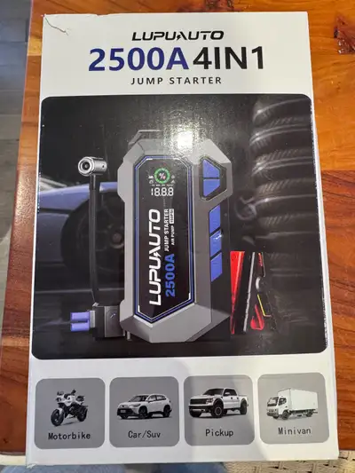 I am selling a new LUPUAUTO 2500A 4IN1 jump starter. This powerful device is perfect for jump-starti...