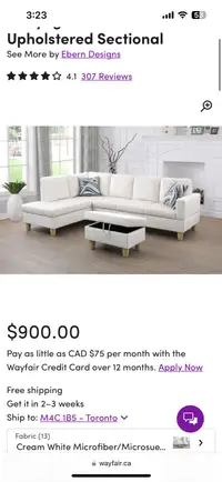 White faux leather wayfair couch 