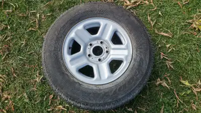 225 75 16 Goodyear wrangler on a 5x120 rim. Looks like is was a spare tire, never used. Has minimal...