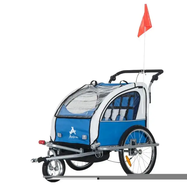  2-in-1 Double Baby Bike Trailer Child Bike Stroller Foldable Jo in Kids in Markham / York Region - Image 6