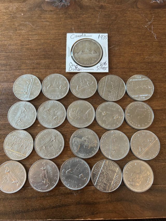 1935 Canadian Siler dollar plus 20 Canadian nickel dollars 1968  in Arts & Collectibles in St. Catharines