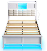 New White Twin Bed - Power Station & Night light