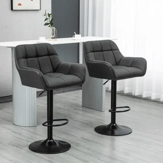 Adjustable Bar Stools with Footrest Armrests and PU Leather in Chairs & Recliners in Markham / York Region - Image 4