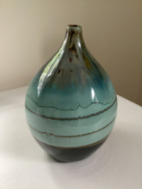 Glazed Ceramic Porcelain Turquoise & Brown Decorative Vase