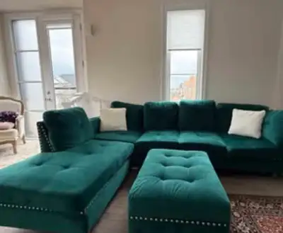 Green Velvet Sectional, View more