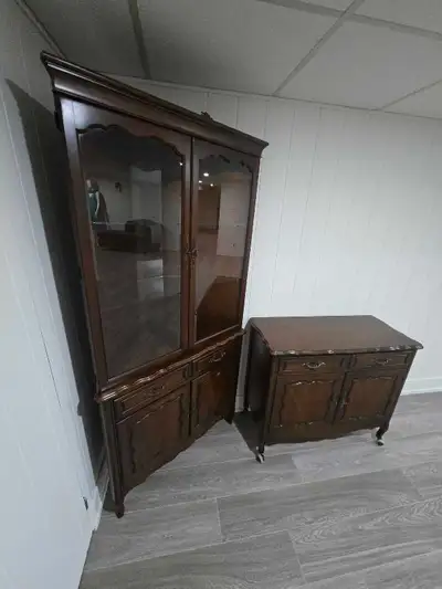 Malcolm Furniture China Cabinet and matching side table., View more
