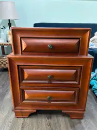 Beautifully finished quality 3 drawer wood nightstand